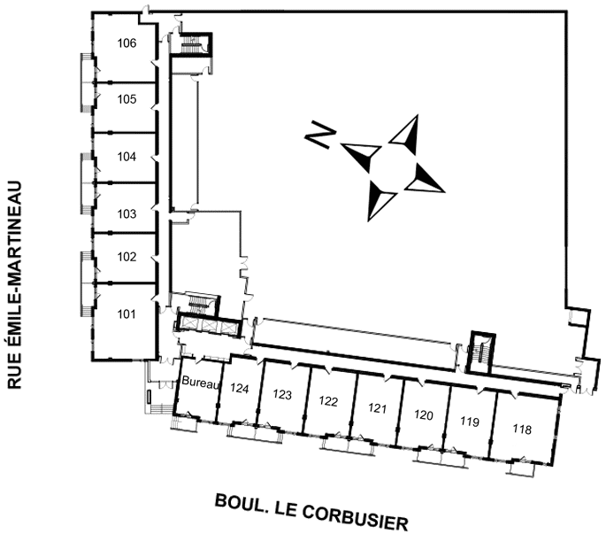 Disposition des condos locatif de l'Étage 1 de Urbania