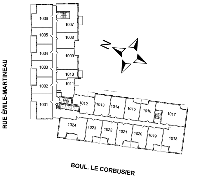 Disposition des condos locatif de l'Étage 10 de Urbania
