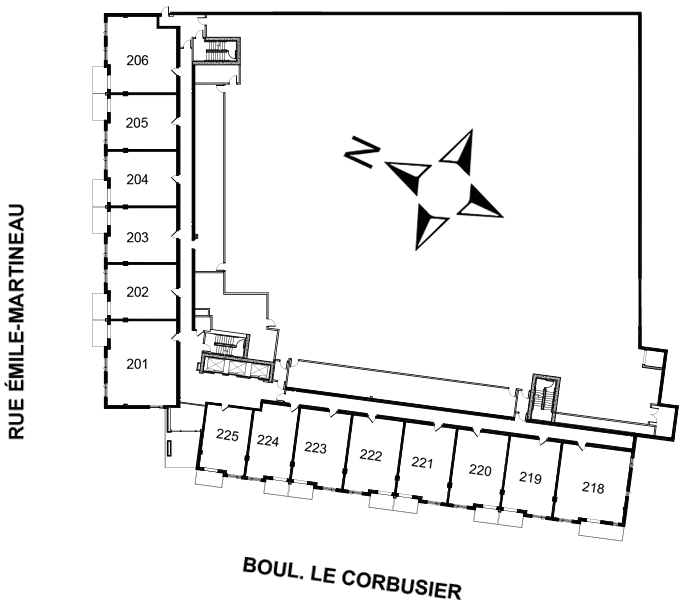 Disposition des condos locatif de l'Étage 2 de Urbania